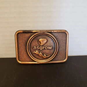 Century  Canada Asgrow Mens Advertising Copper toned Metal Belt Buckle.